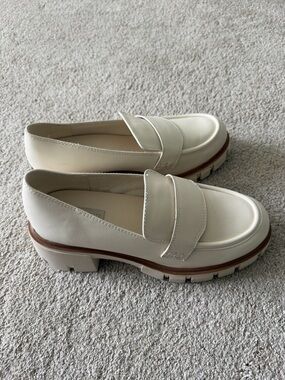 Altar'd State Cream Leather Lug Sole Loafers